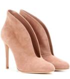 Equipment Vamp Suede Peep-toe Ankle Boots