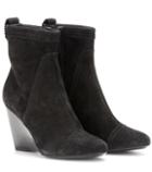 Loro Piana Suede Brogue Wedge Ankle Boots