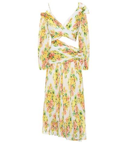 Zimmermann Golden Surfer Pleated Midi Dress