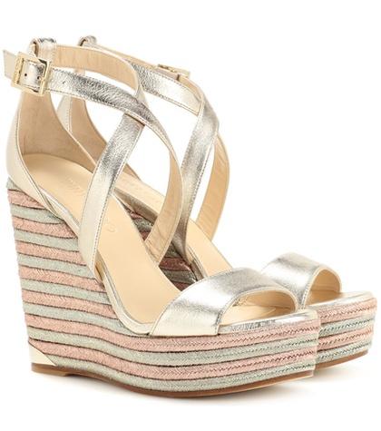 Fendi Portia 120 Leather Wedge Sandals