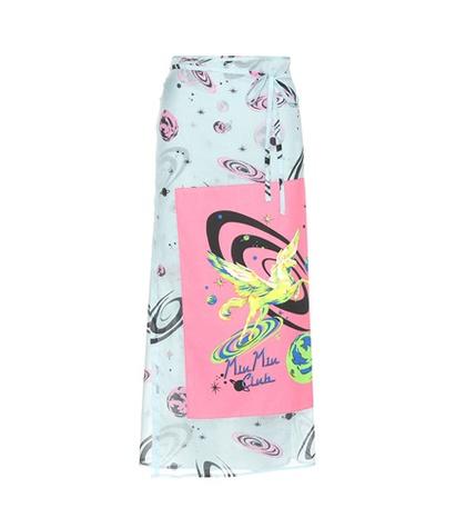 Prada Printed Cotton Wrap Skirt