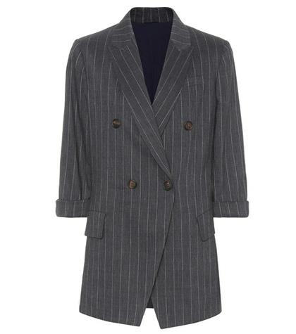 Brunello Cucinelli Linen And Wool Pinstripe Blazer