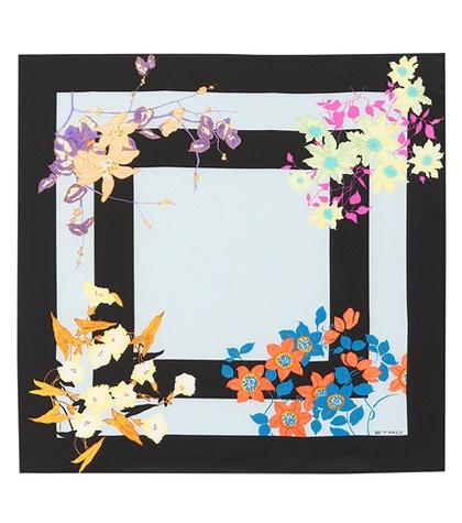 Etro Striped And Floral Silk Scarf