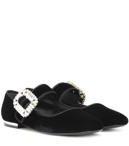 Roger Vivier Viv' Mary Jane Velvet Flats