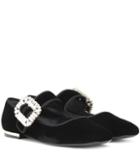 Roger Vivier Viv' Mary Jane Velvet Flats