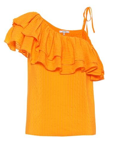 Ganni Wilkie Silk And Cotton Top
