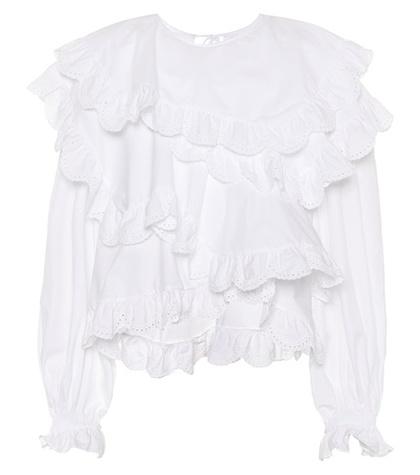 Isabel Marant Cotton Eyelet Ruffle Blouse
