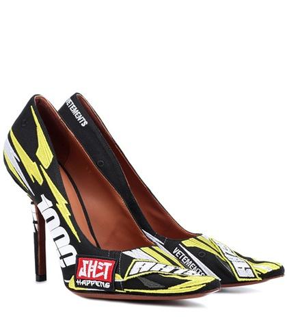 Vetements Embroidered Leather Pumps