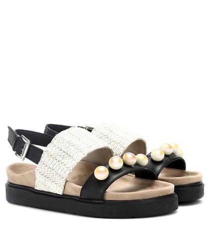 Inuikii Raffia Pearl Leather Sandals