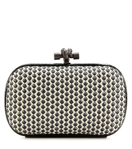 Alice + Olivia Knot Snakeskin-trimmed Printed Leather Box Clutch