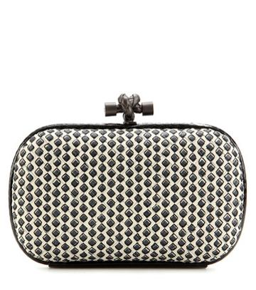Alice + Olivia Knot Snakeskin-trimmed Printed Leather Box Clutch