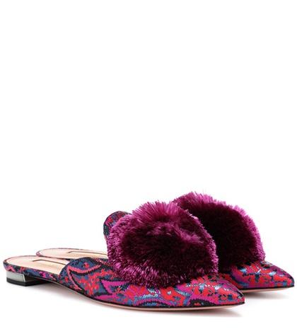 Aquazzura Powder Puff Jacquard Slippers