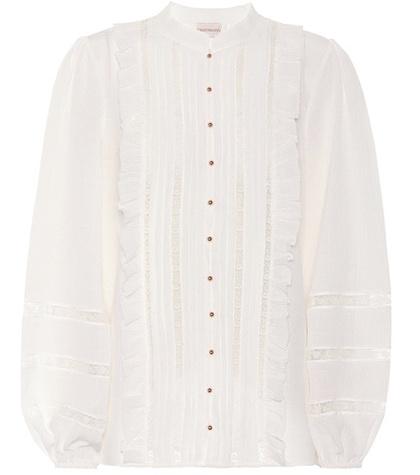 Zimmermann Ruffle And Lace Trimmed Silk Blouse