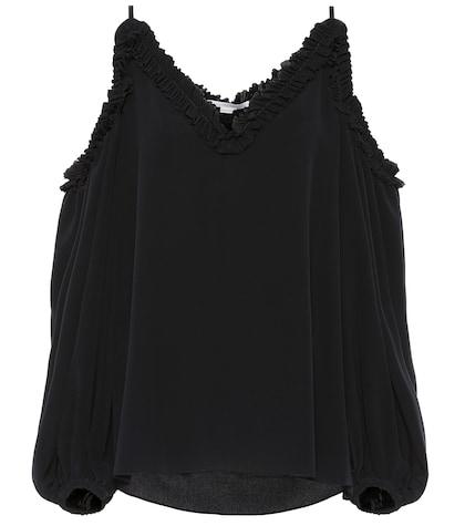 Balmain Cold-shoulder Silk Blouse