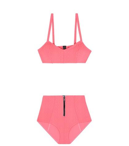 Fendi Genevieve High-waisted Seersucker Bikini