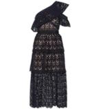 Self-portrait One-shoulder Crochet Midi Dress