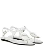 Roger Vivier Thong Chips Embellished Metallic Leather Sandals