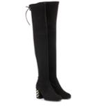 Stuart Weitzman Over-the-knee Suede Boots With Pearl Embellishment