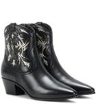 Saint Laurent Rock 40 Snakeskin Embellished Cowboy Ankle Boots