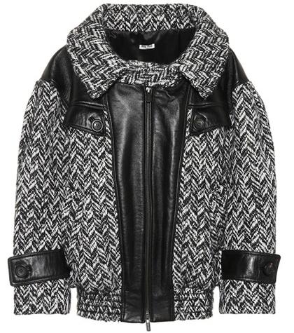 Miu Miu Oversized Tweed And Leather Jacket