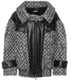 Miu Miu Oversized Tweed And Leather Jacket