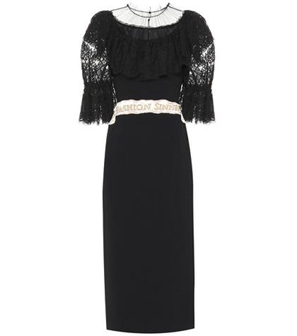 Dolce & Gabbana Stretch Cady And Lace Midi Dress