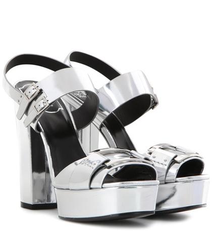 Roger Vivier Platform Metallic Leather Sandals