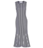 Victoria Beckham Wide Stripe Intarsia Fitted Kick Dress