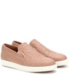 Fendi Embroidered Leather Slip-on Sneakers