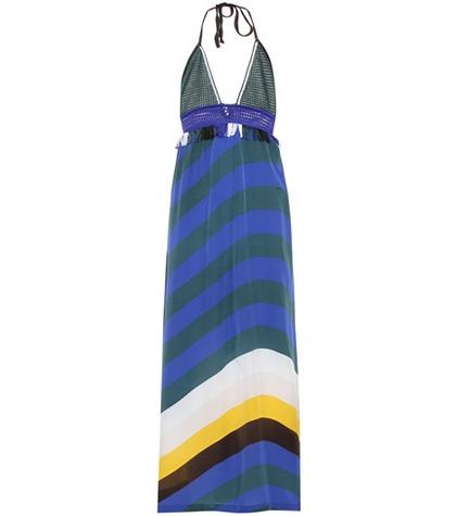 Fendi Striped Silk-blend Halter Dress