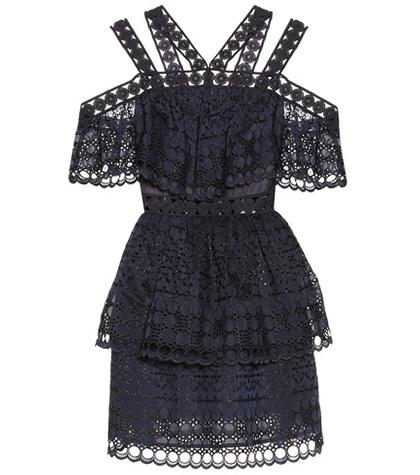 Self-portrait Embroidered Tiered Lace Mini Dress