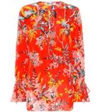 Diane Von Furstenberg Floral Silk Tie-neck Blouse