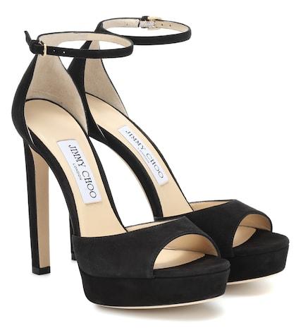 Jimmy Choo Pattie 130 Suede Plateau Sandals
