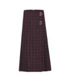 Burberry Checked Wool Midi Skirt