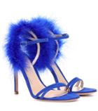 Rosie Assoulin Thais Feather-trimmed Suede Sandals