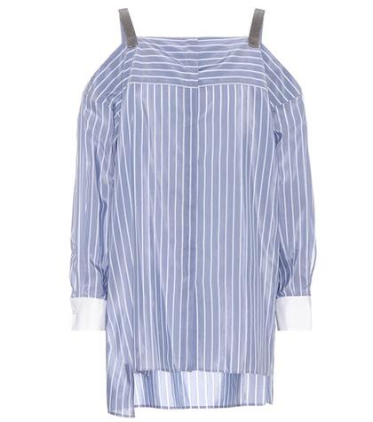 Brunello Cucinelli Cotton And Silk Off-the-shoulder Top