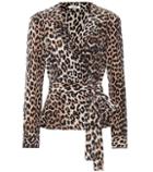 Ganni Fayette Leopard-printed Silk Top