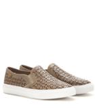 Tory Burch Lennon Perforated Leather Slip-on Sneakers