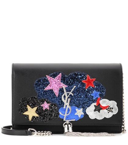 Saint Laurent Kate Chain Wallet Embellished Leather Shoulder Bag