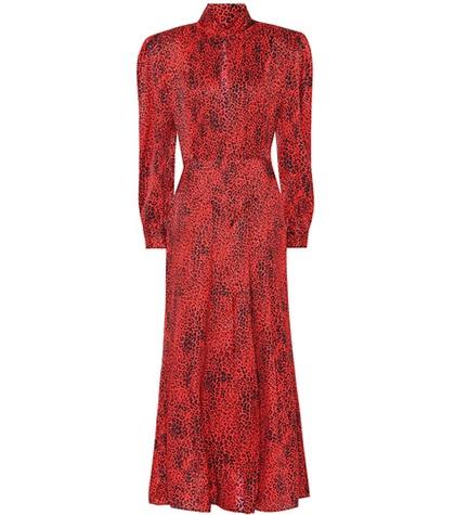 Alessandra Rich Leopard Silk Jacquard Dress
