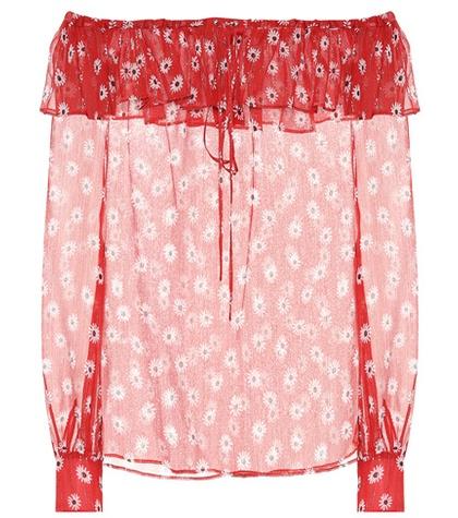 Miu Miu Silk Off-the-shoulder Top