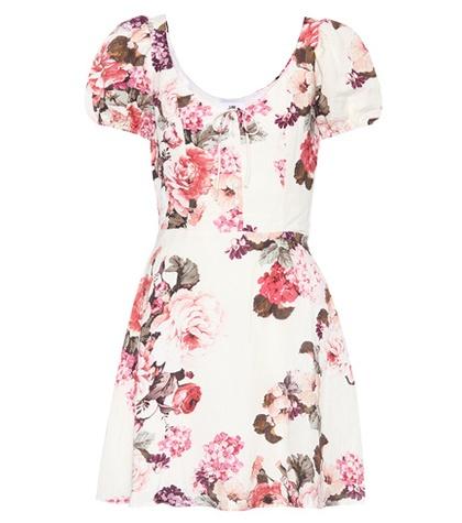 Lpa Floral-printed Linen And Cotton Dress