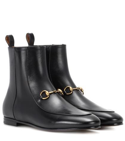 Gucci Jordaan Leather Ankle Boots