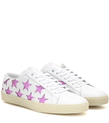 Fendi Embellished Leather Sneakers