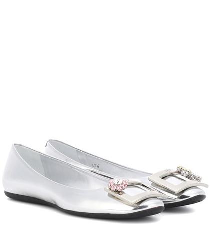 Roger Vivier Gommette Jewels Metallic Leather Ballerinas