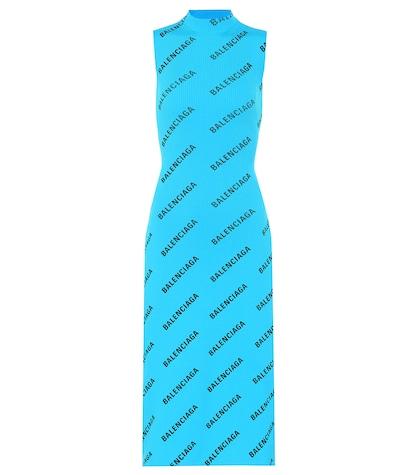 Balenciaga Ribbed Logo-printed Wrap Dress