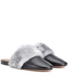 Givenchy Bedford Fur-trimmed Leather Slippers
