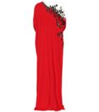 Oscar De La Renta Embellished Stretch Silk Gown
