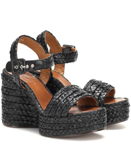 Clergerie Arum Raffia Wedge Sandals