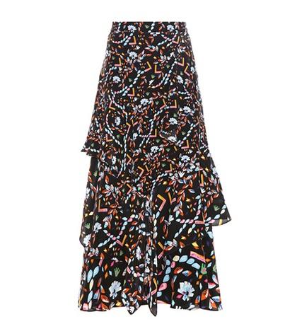 Peter Pilotto Printed Silk Midi Skirt